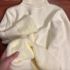 2025 One-piece Mink Velvet Turtleneck Velvet Thickened Sweater Women's Warm Inner with Knitted Bottoming Shirt Pullover