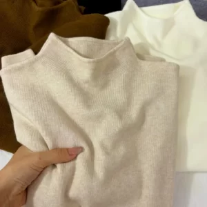 Soft Cashmere Small Stand-up Collar Long-sleeved T-shirt for Women's Autumn and Winter New Korean Warm Inner Bottoming Shirt Top