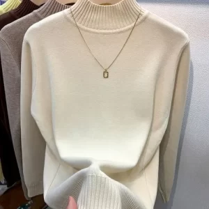 Candy Color Half Turtleneck Sweater Pullover Women Fall Winter Slim Soft Knitwear Jumper Korean Casual Warm Knit Long Sleeve Top